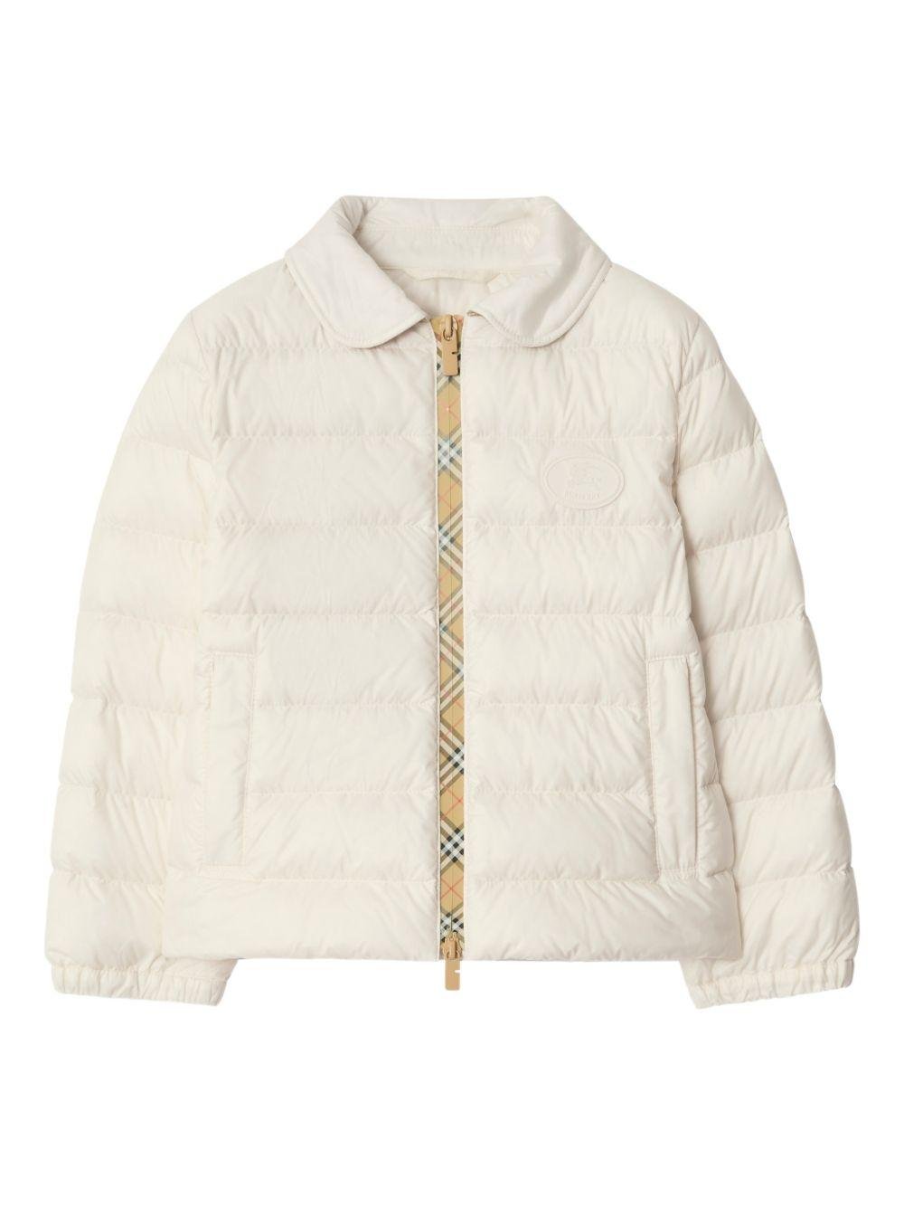 Giacca per bambina Burberry Kids bianca con colletto alla Peter Pan - Rubino Kids