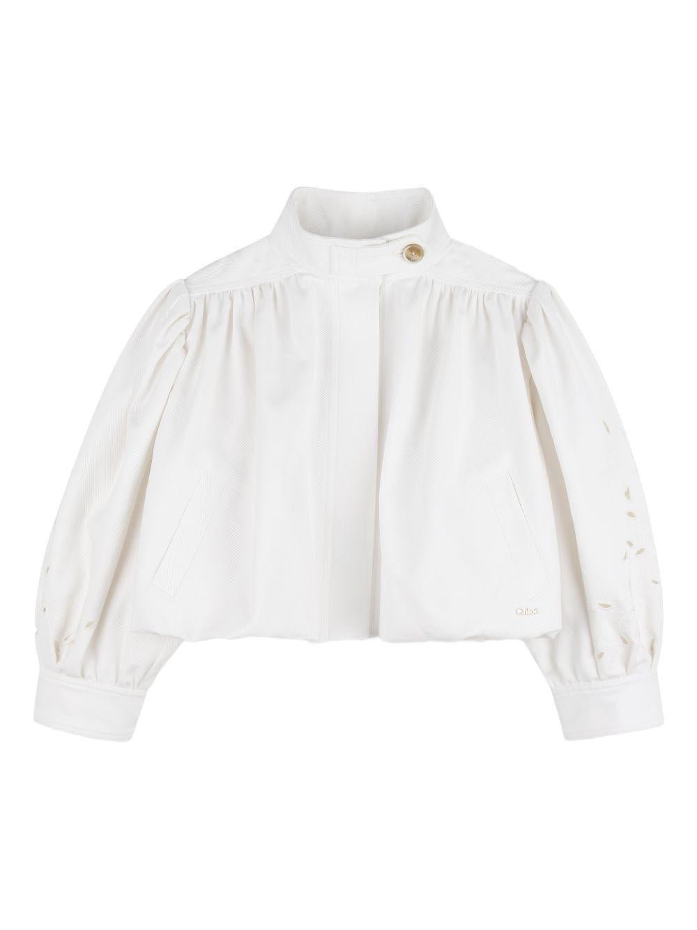 Giacca per bambina Chloé Kids bianca con design laser cut - Rubino Kids