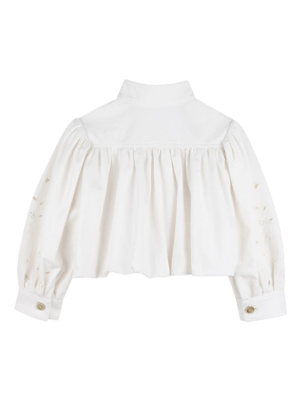 Giacca per bambina Chloé Kids bianca con design laser cut - Rubino Kids