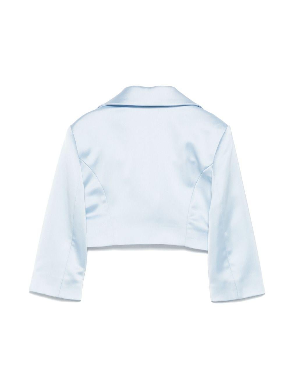 Giacca per bambina Colorichiari azzurro in raso con parte frontale senza chiusure - Rubino Kids