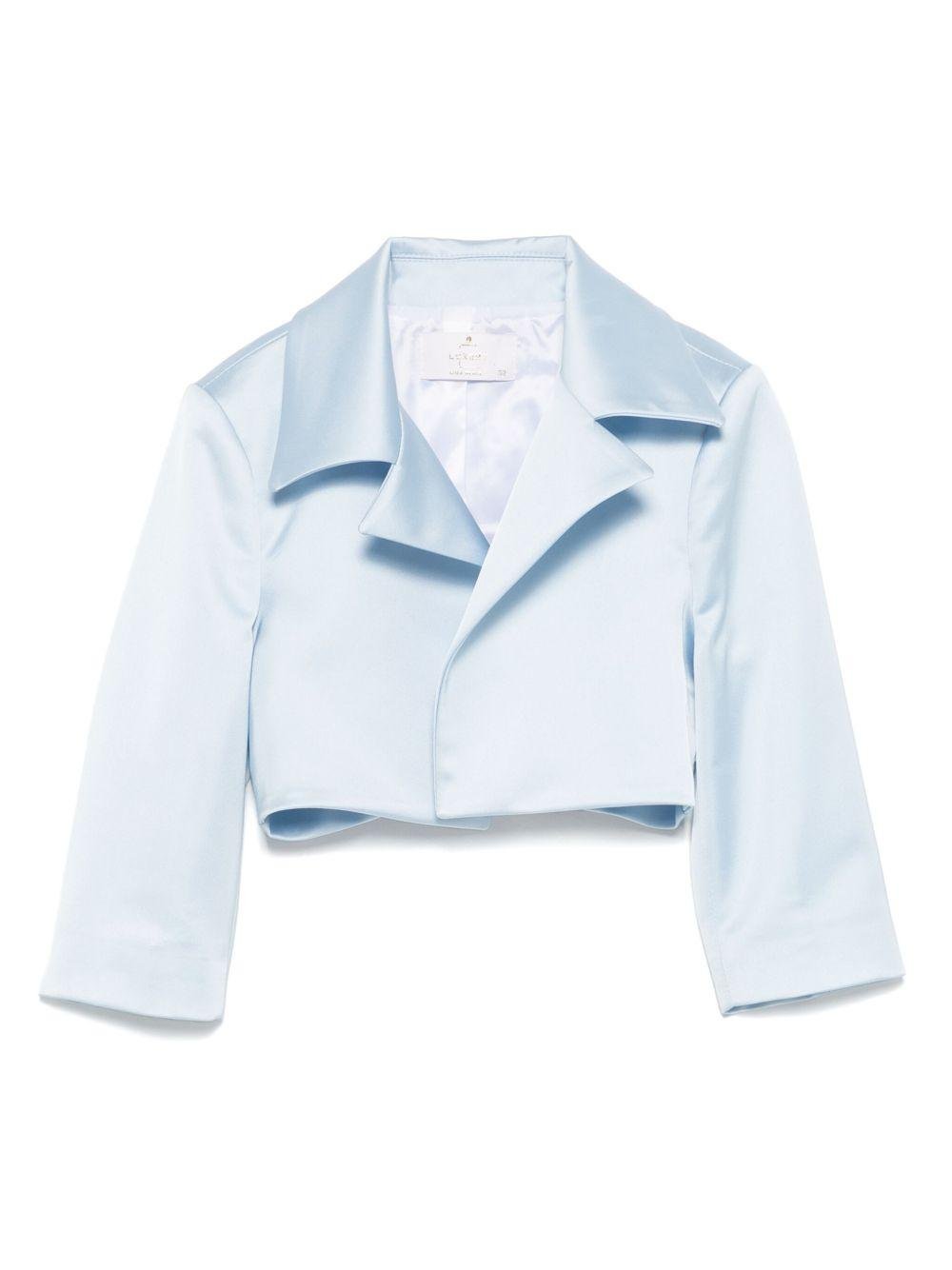 Giacca per bambina Colorichiari azzurro in raso con parte frontale senza chiusure - Rubino Kids