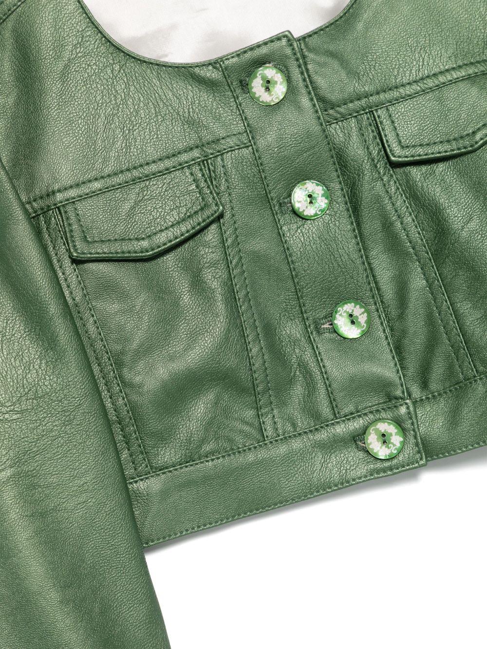 Giacca per bambina Colorichiari verde modello crop senza colletto - Rubino Kids