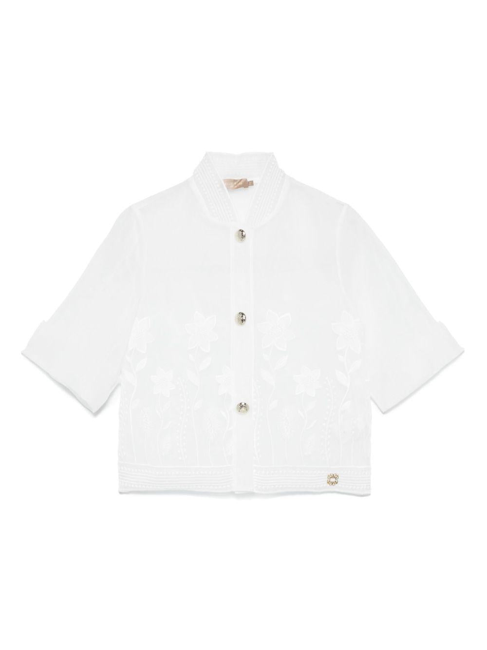 Giacca per bambina ELIE SAAB JUNIOR bianco con design ricamato - Rubino Kids