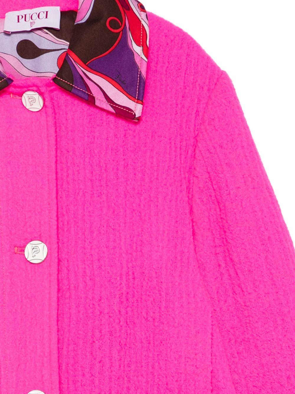Giacca per bambina Emilio Pucci Junior fucsia con colletto a contrasto - Rubino Kids