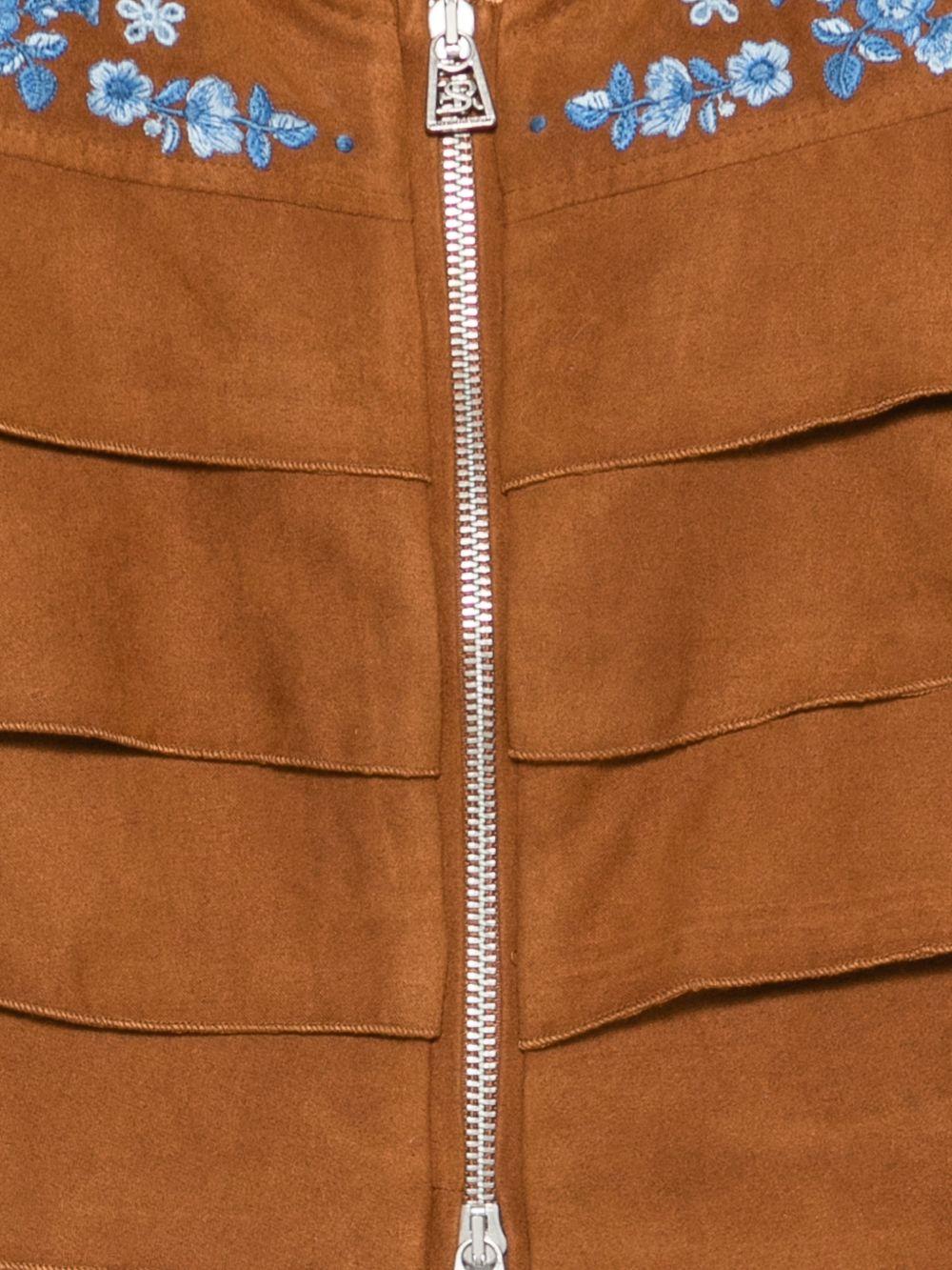 Giacca per bambina Ermanno Scervino Junior marrone con ricamo a fiori - Rubino Kids