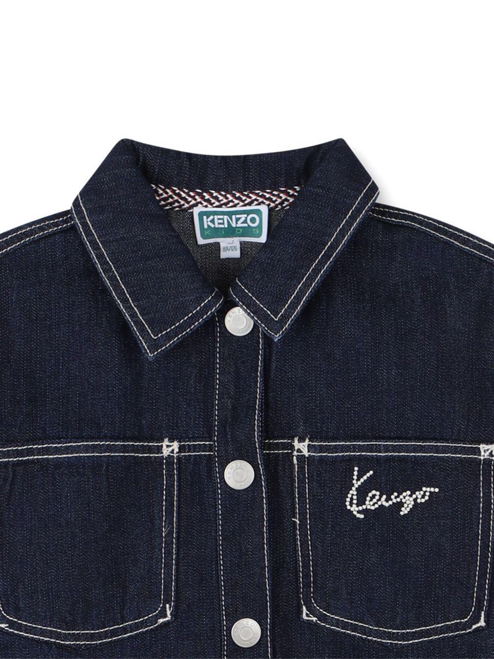 Giacca per bambina Kenzo Kids in denim con logo ricamato - Rubino Kids