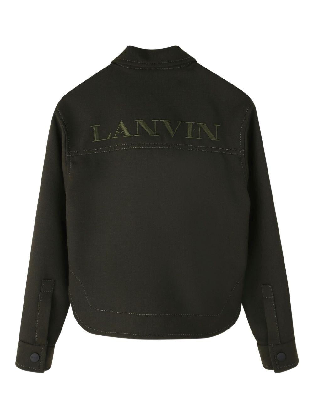 Giacca per bambina Lanvin Enfant nero con logo ricamato - Rubino Kids