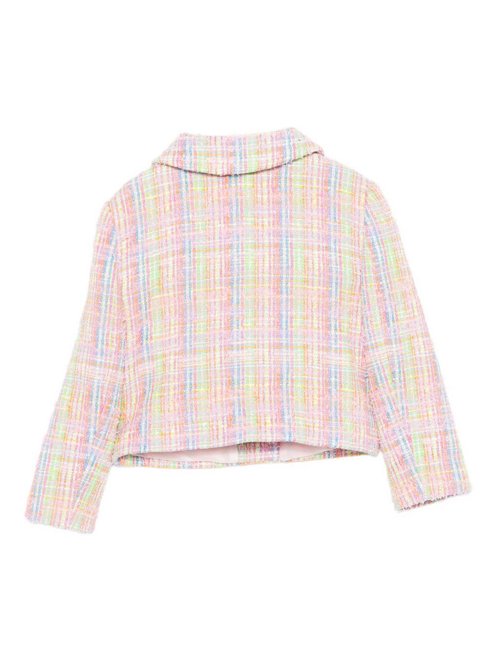 Giacca per bambina Versace Kids multicolore a quadri in tweed - Rubino Kids