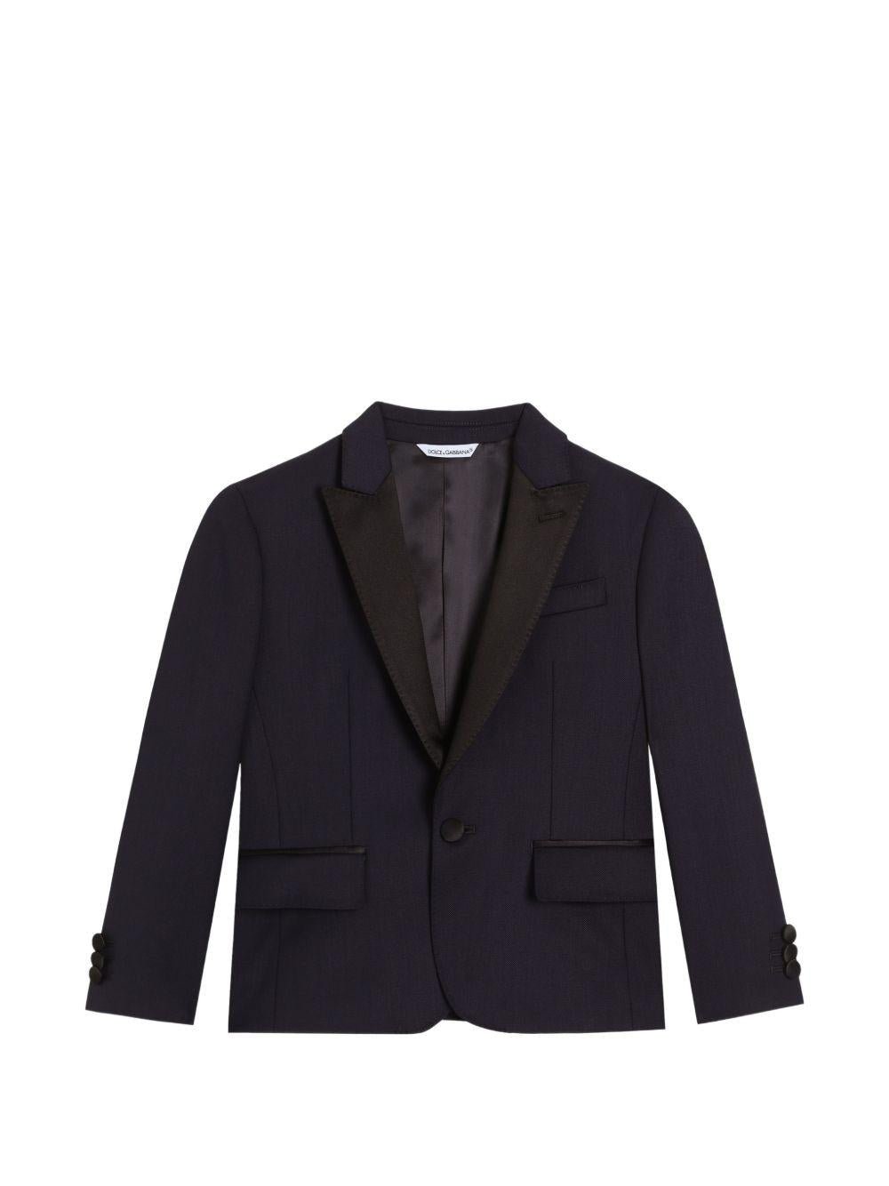 Giacca per bambino Dolce & Gabbana Kids blu con revers a lancia - Rubino Kids