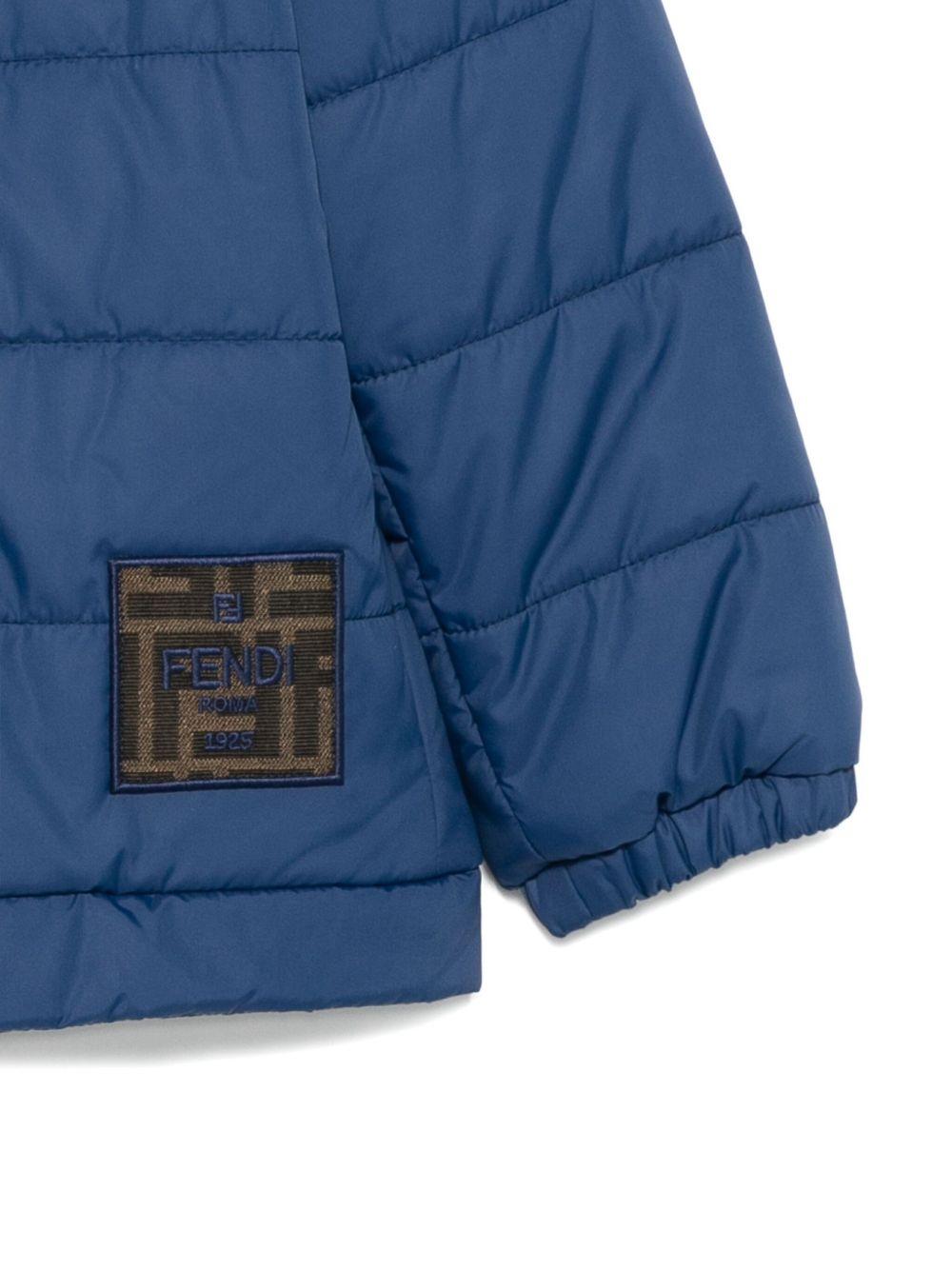 Giacca per bambino Fendi Kids blu con placca logo - Rubino Kids