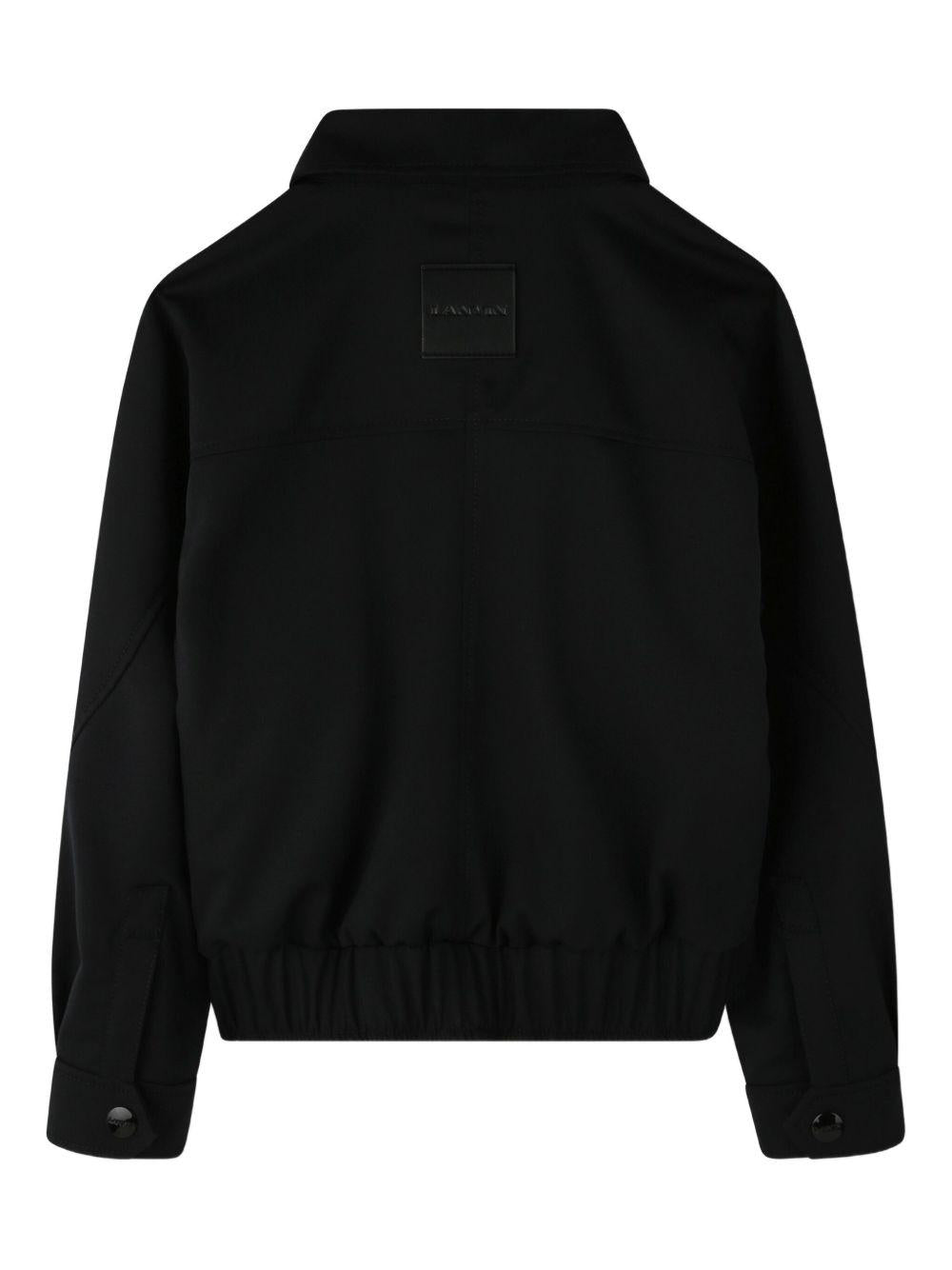 Giacca per bambino Lanvin Enfant nera con applicazione con logo sul petto - Rubino Kids