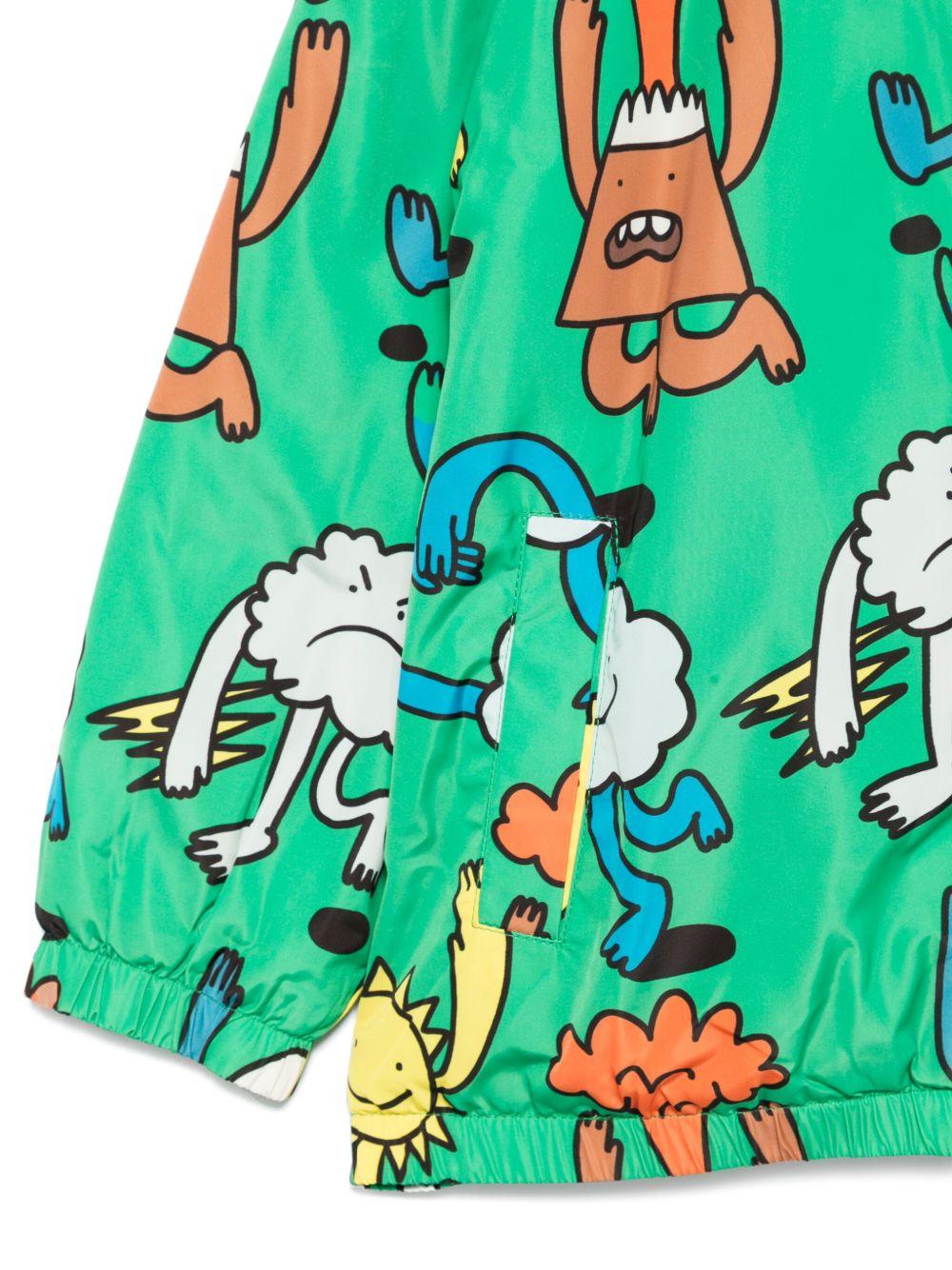 Giacca per bambino Stella McCartney Kids verde con stampa grafica e cappuccio - Rubino Kids