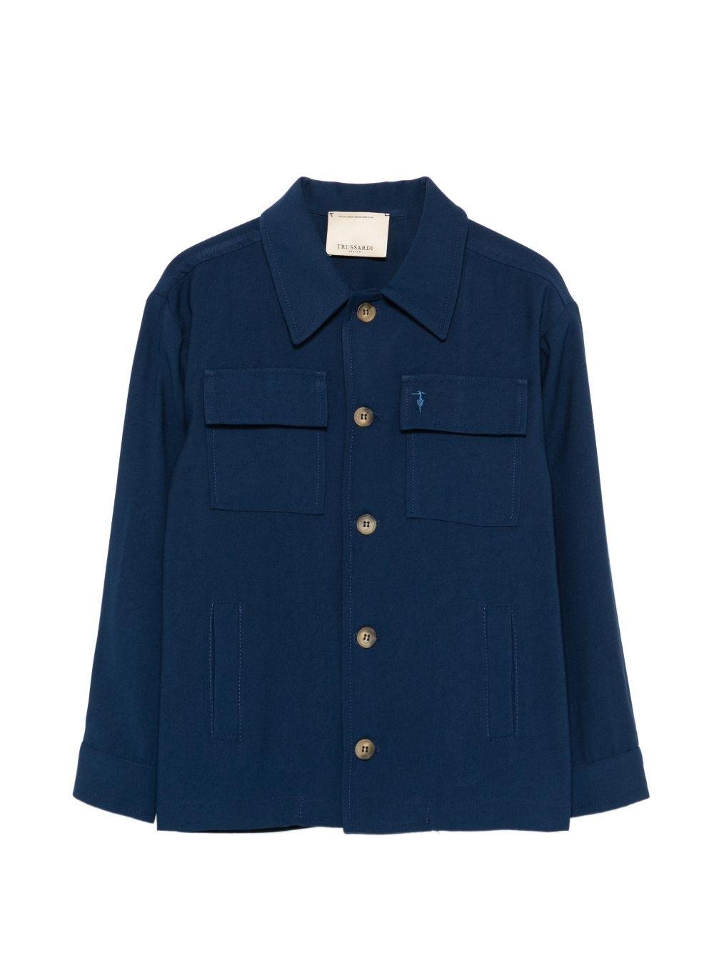Giacca per bambino TRUSSARDI JUNIOR blu con logo ricamato - Rubino Kids