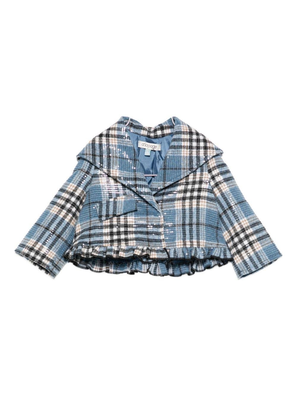 Giacca per neonata A'lapage azzurra con motivo scozzese - Rubino Kids