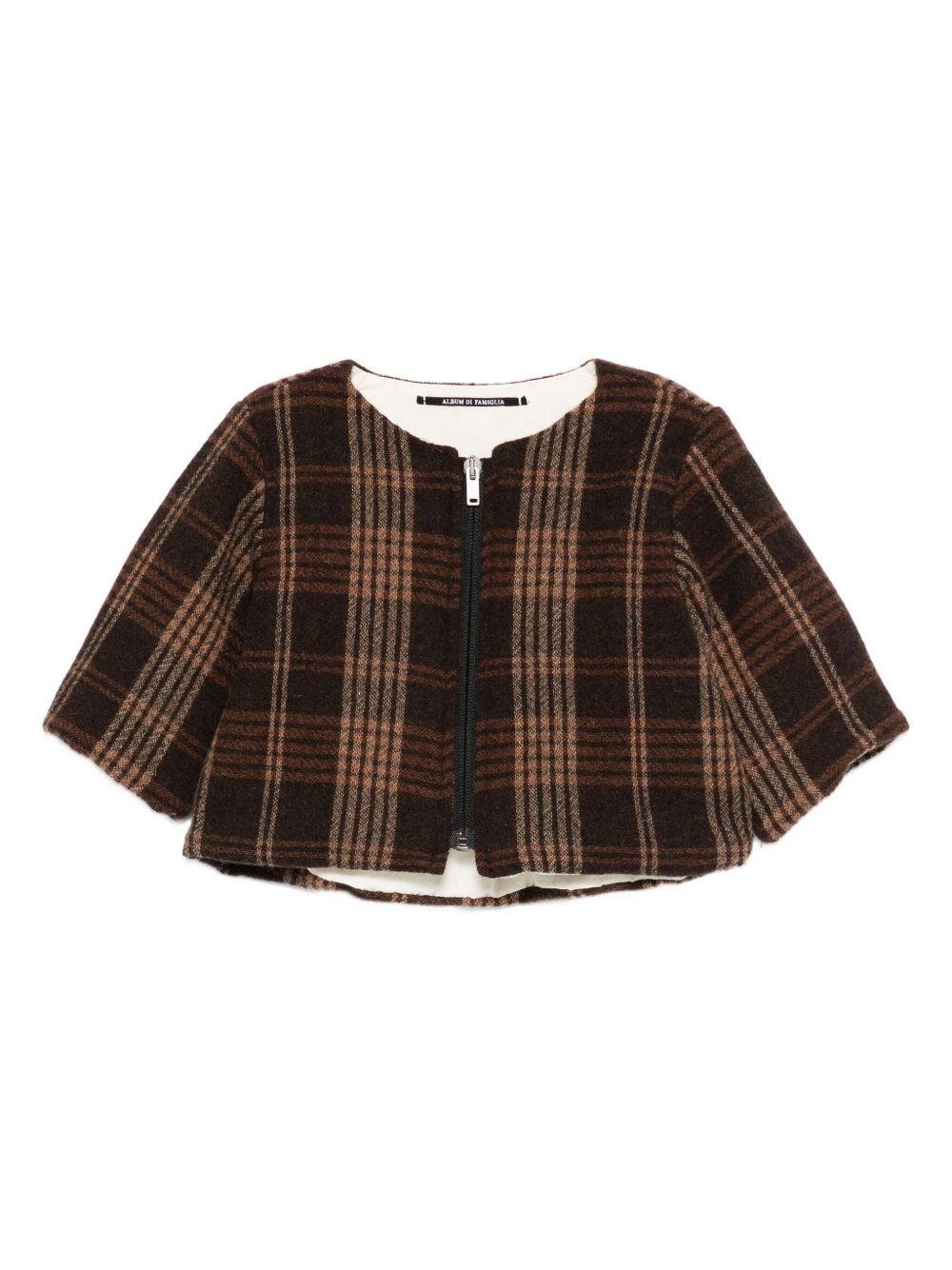 Giacca per neonata Album di Famiglia Kids marrone con motivo a quadri - Rubino Kids