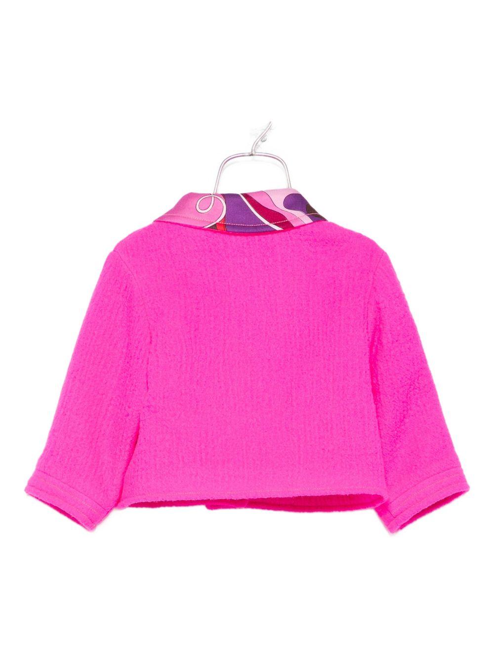 Giacca per neonata Emilio Pucci Junior fucsia con colletto a contrasto - Rubino Kids