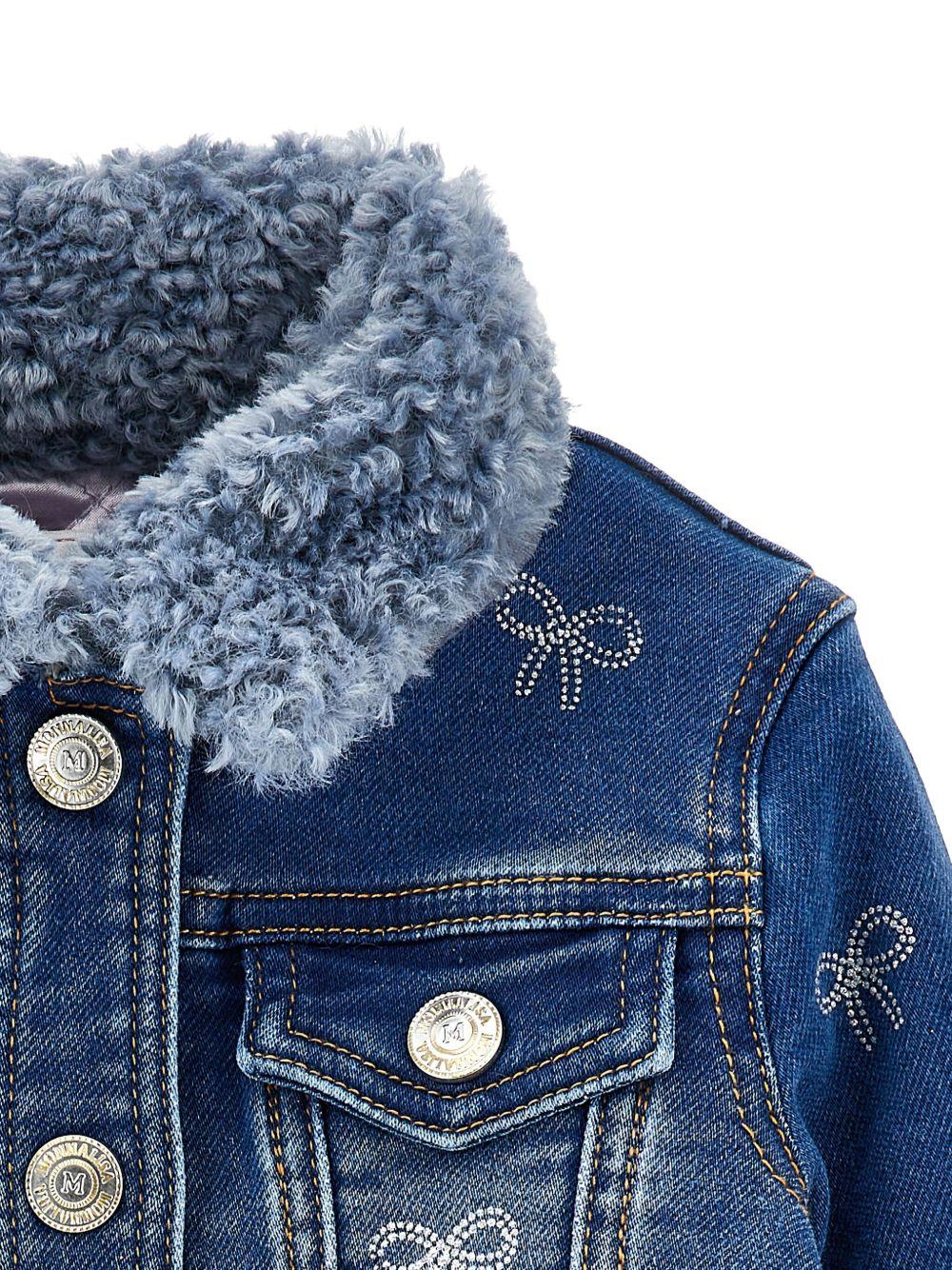 Giacca per neonata Monnalisa in denim con stampa con fiocco - Rubino Kids