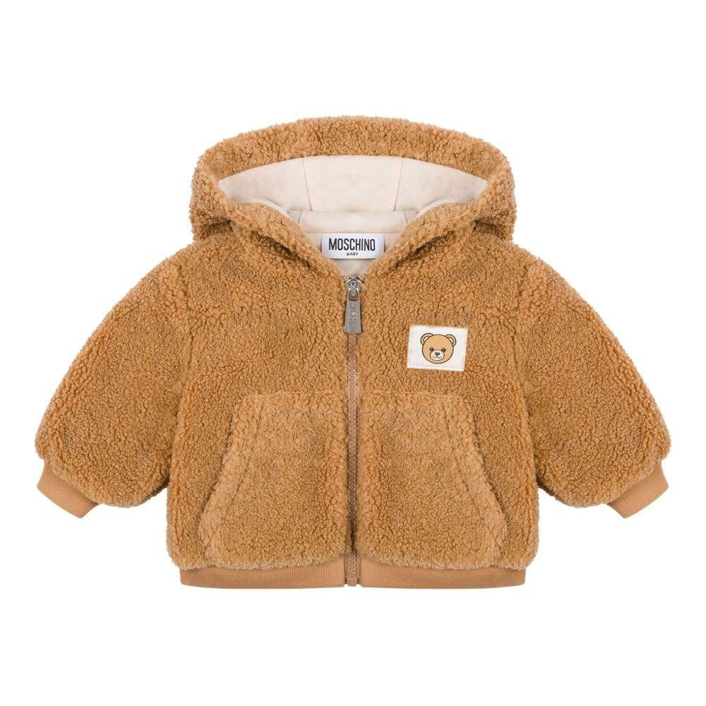 Giacca per neonati Moschino Kids marrone con caratteristica applicazione Bear - Rubino Kids