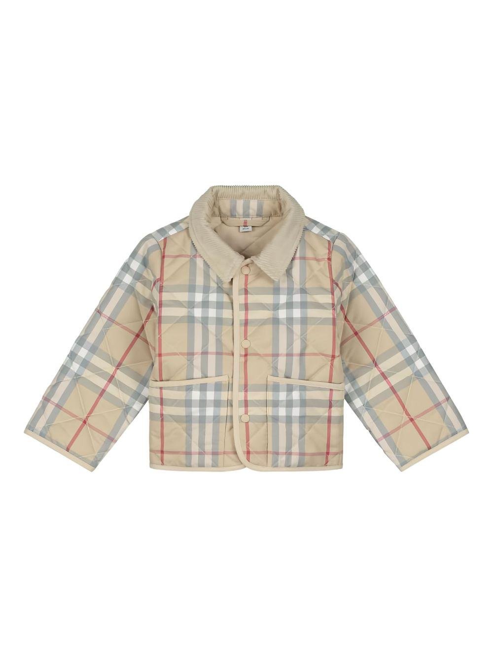 Giacca per neonato Burberry Kids beige con motivo a quadri - Rubino Kids