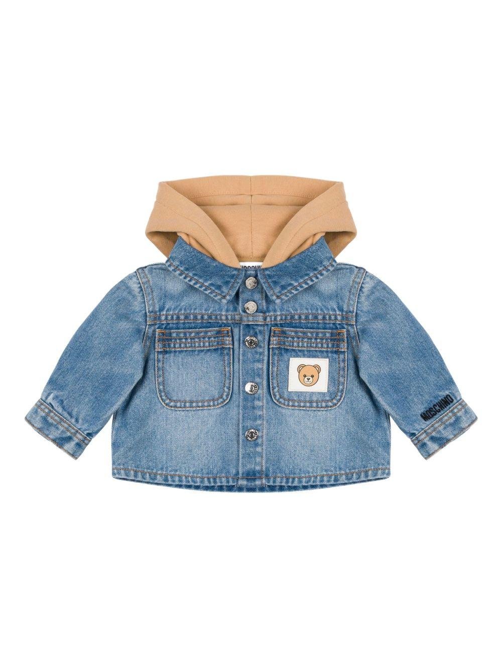 Giacca per neonato Moschino Kids in denim con cappuccio - Rubino Kids