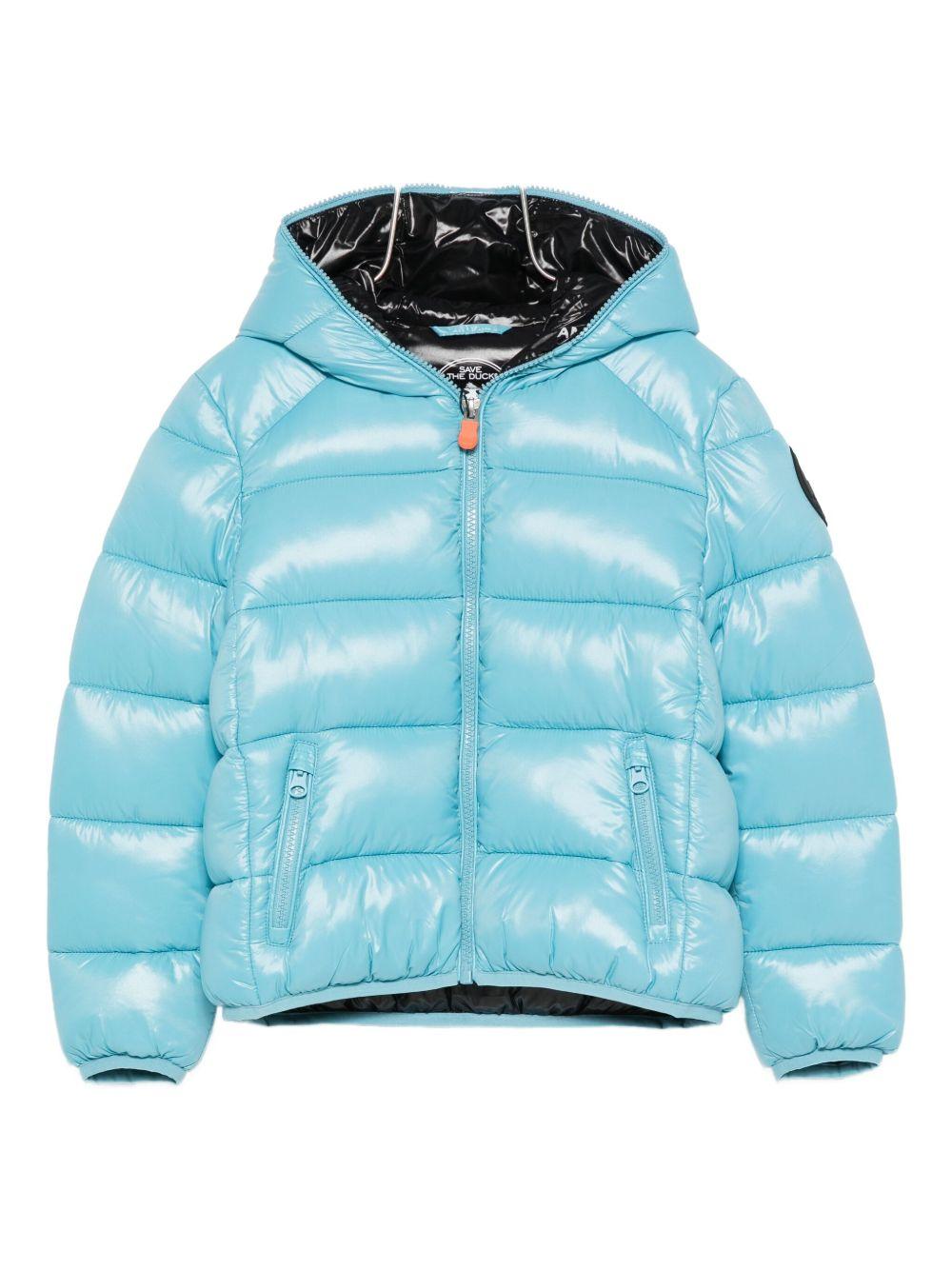 Giacca trapuntata per bambino Save The Duck Kids azzurro con cappuccio<BR/> - Rubino Kids