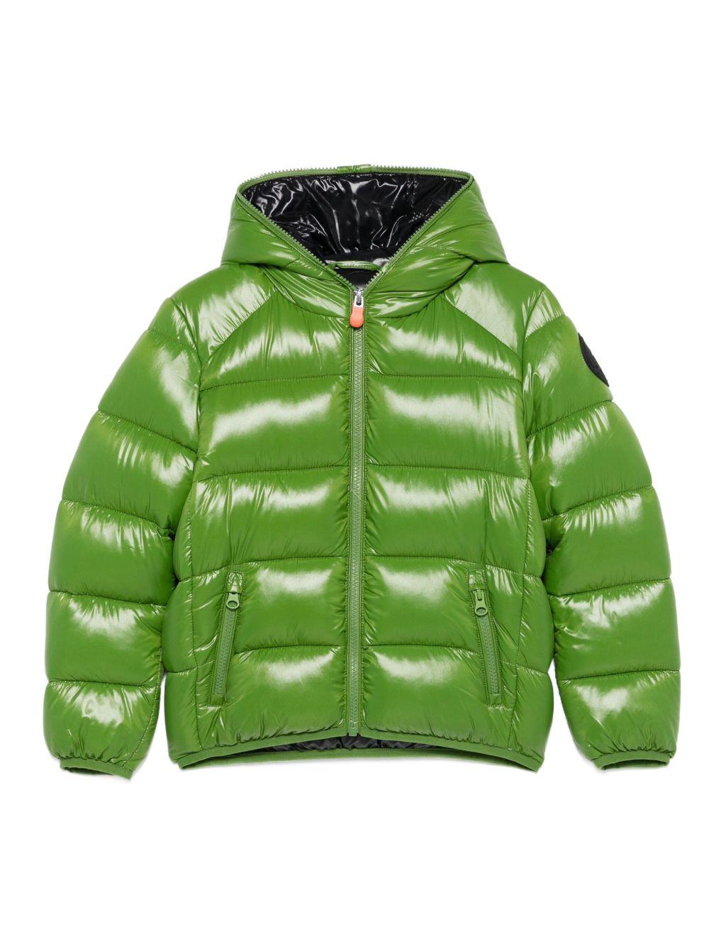 Giacca trapuntata per bambino Save The Duck Kids verde con cappuccio - Rubino Kids