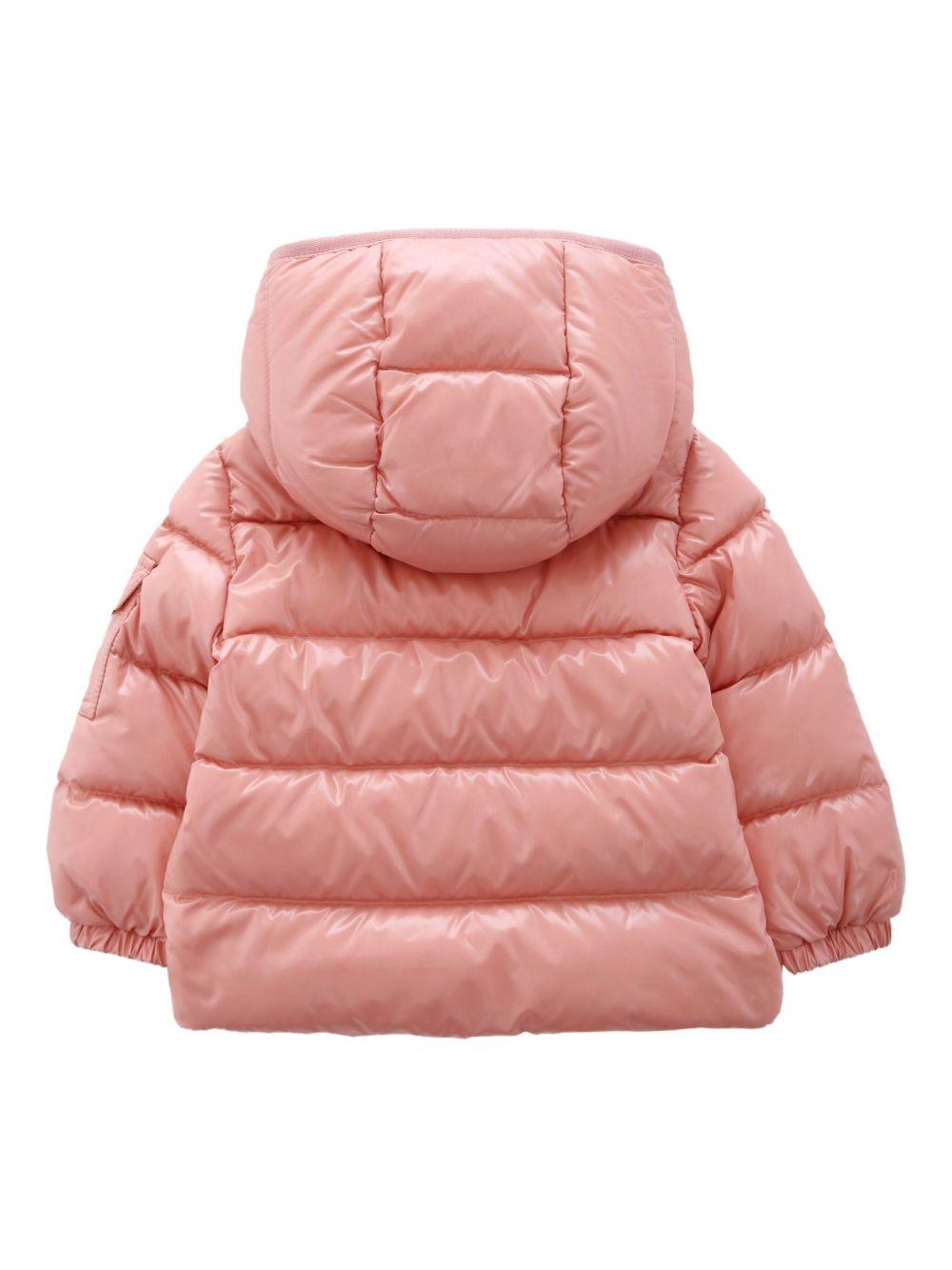 Giacca trapuntata per neonata Moncler Enfant rosa con cappuccio - Rubino Kids