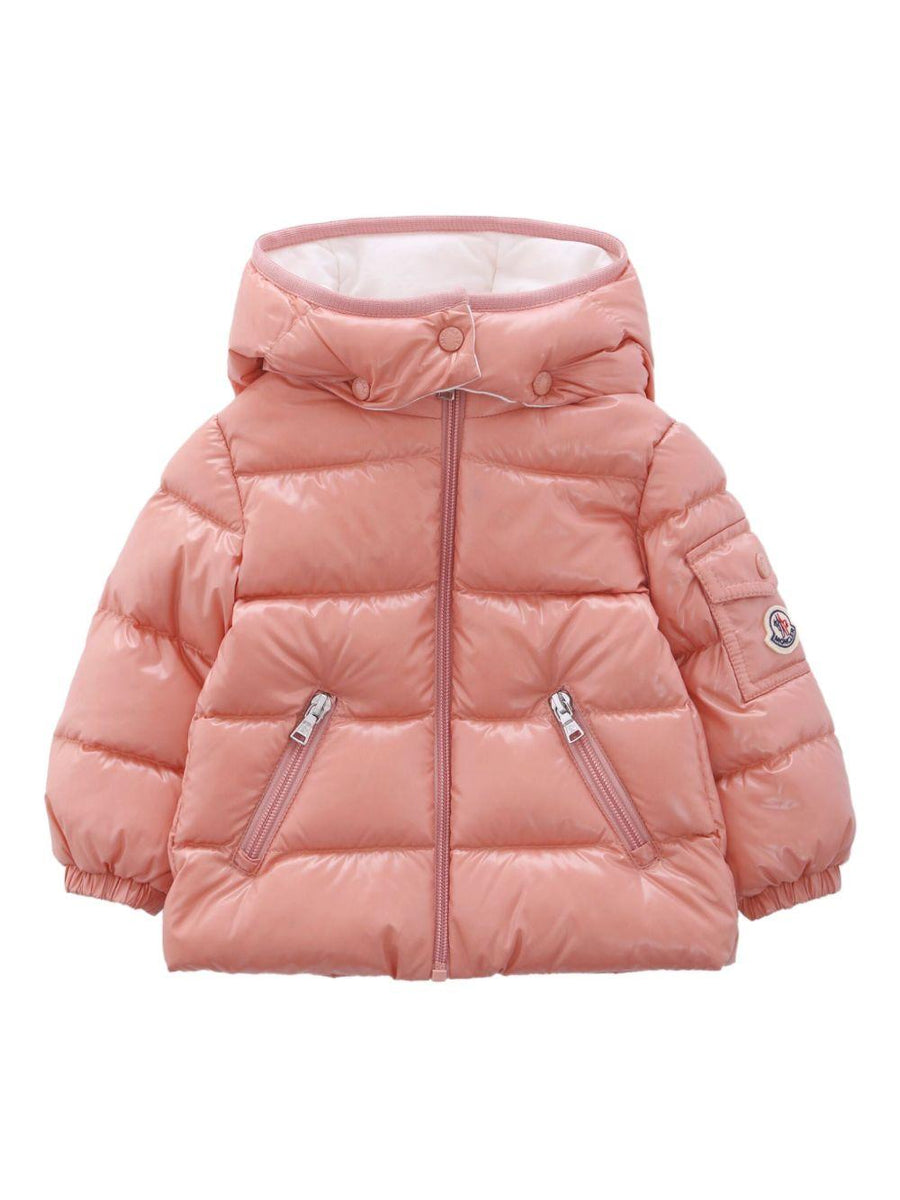 Moncler Enfant Pink Hooded Quilted Jacket for Baby Girls MONCLER