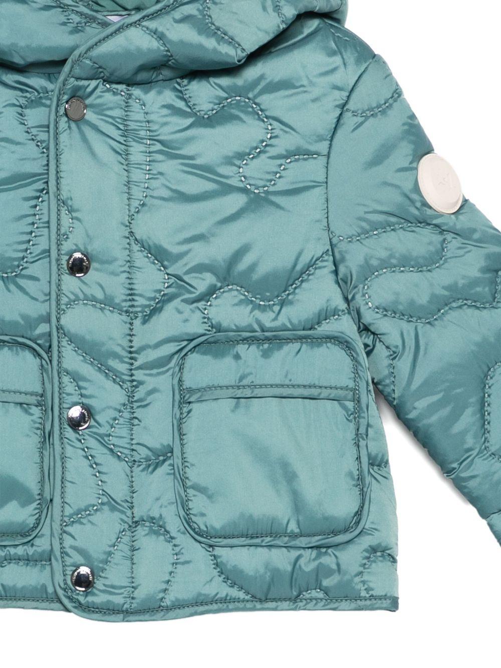 Giacca trapuntata per neonati Emporio Armani Kids verde con cappuccio - Rubino Kids