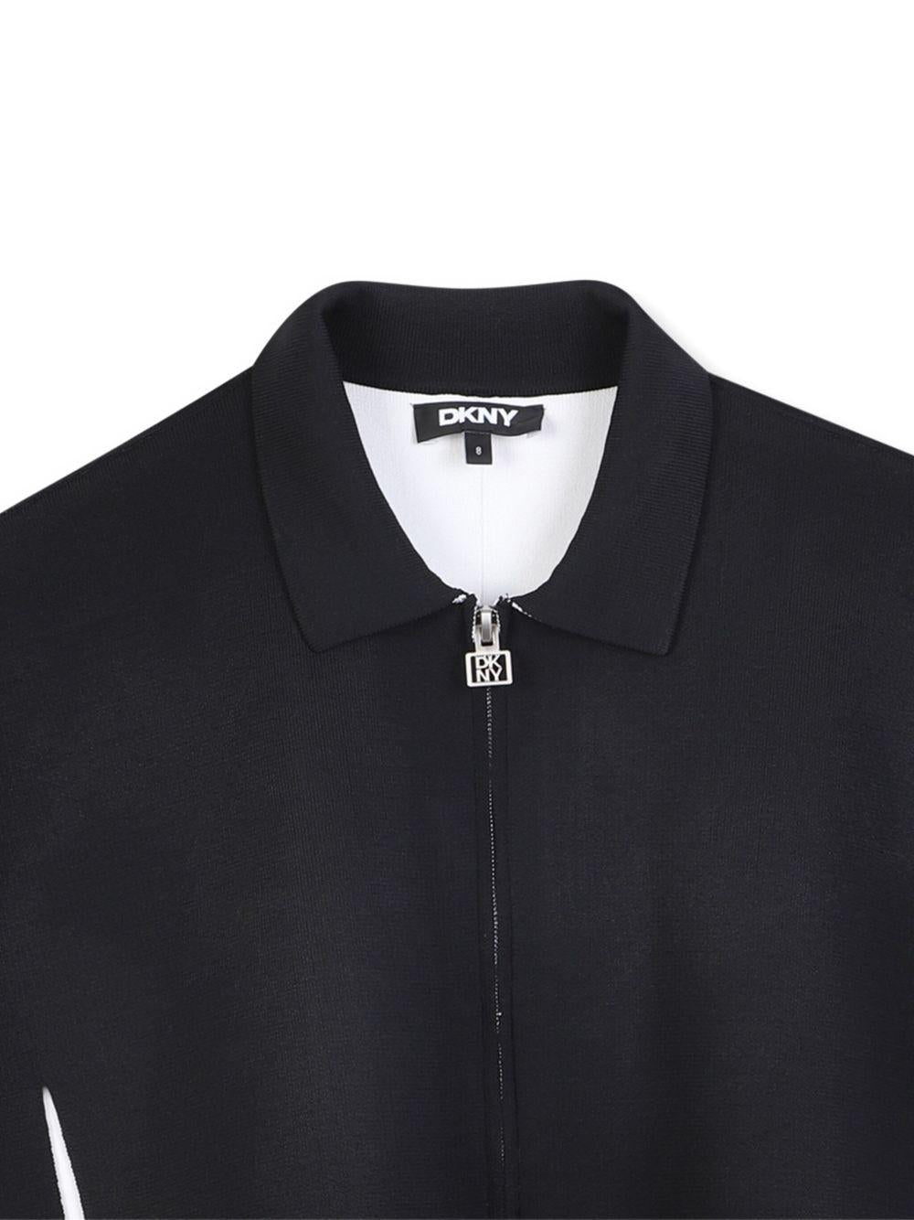 Gilet crop per bambina DKNY Kids nero con zip - Rubino Kids