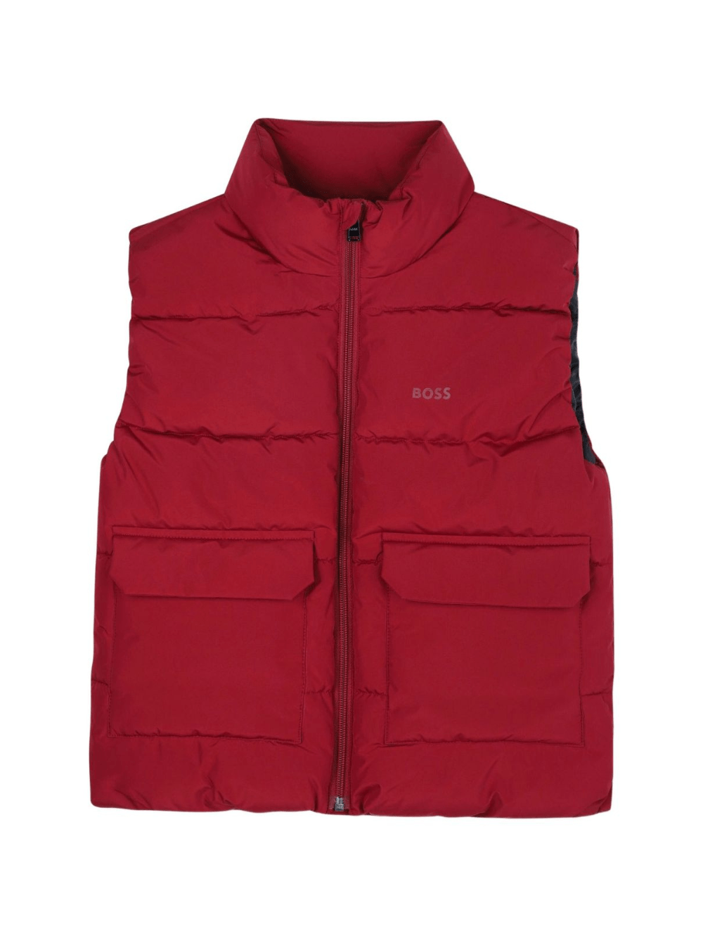 Gilet imbottito per bambino BOSS Kids rosso con colletto rialzato - Rubino Kids