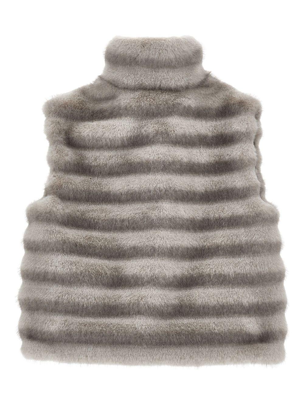 Gilet in eco - pelliccia per bambina Monnalisa grigio effetto volpe - Rubino Kids