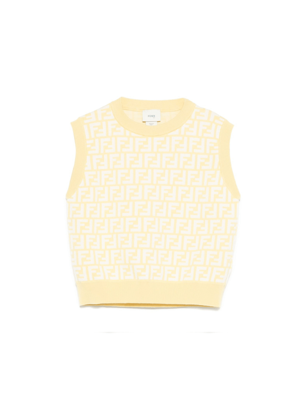 Gilet in maglia per bambina Fendi Kids giallo con monogramma FF all - over - Rubino Kids