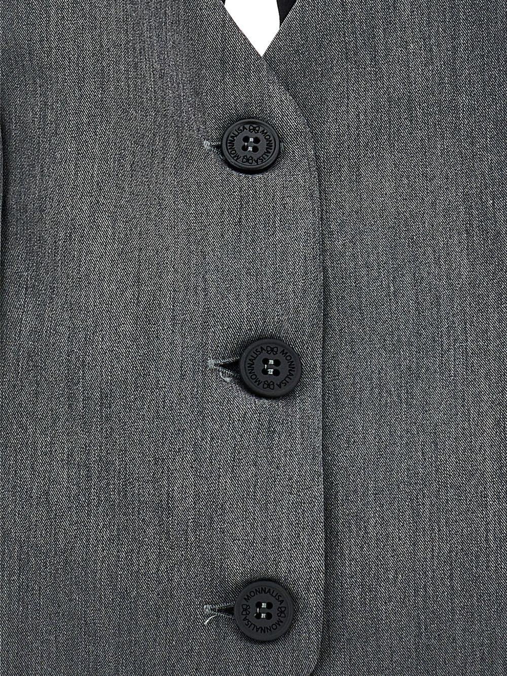 Gilet per bambina Monnalisa grigio con scollo all'americana con nodo - Rubino Kids