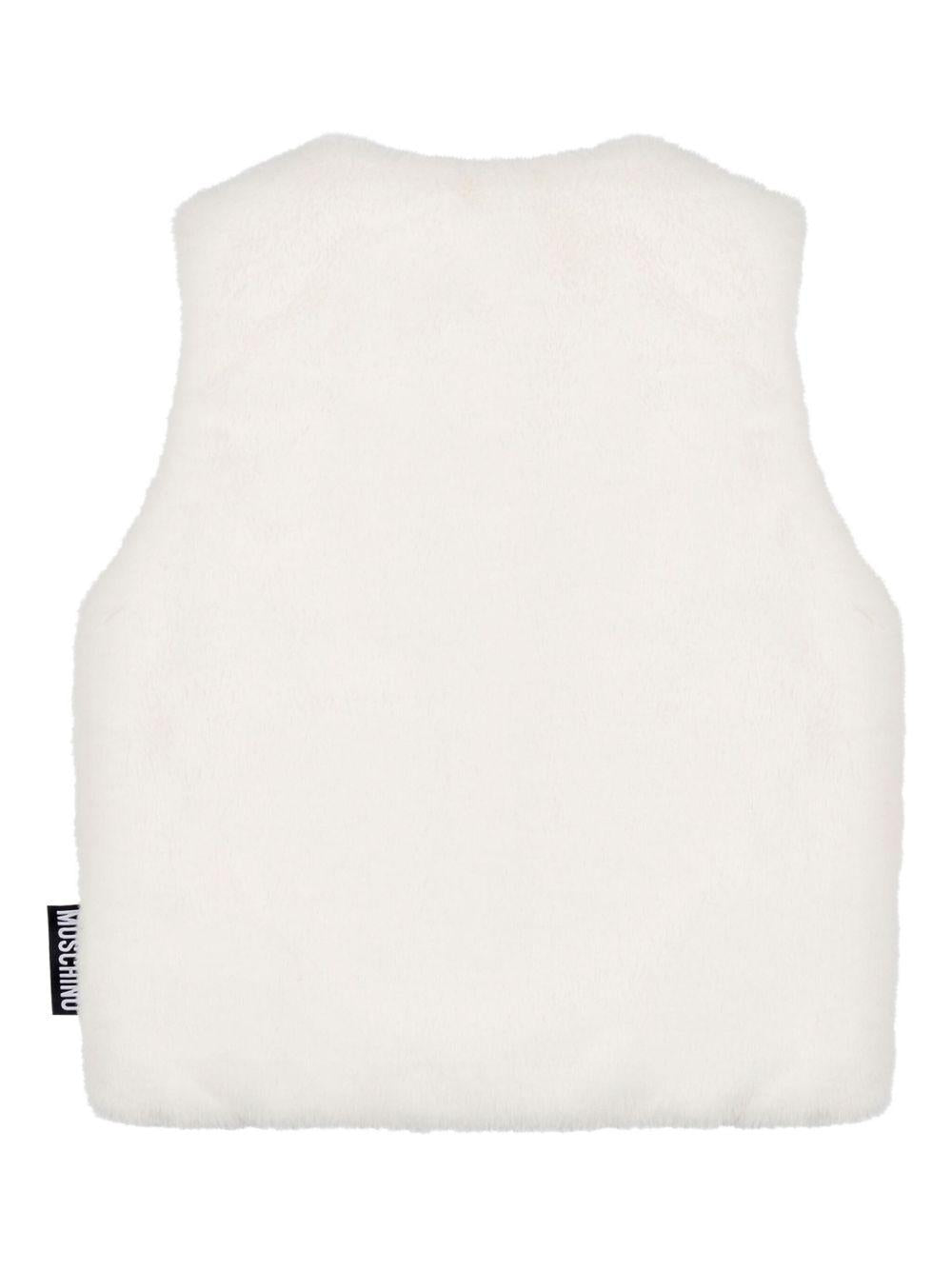 Gilet per bambina Moschino Kids bianco con stampa Teddy Bear - Rubino Kids