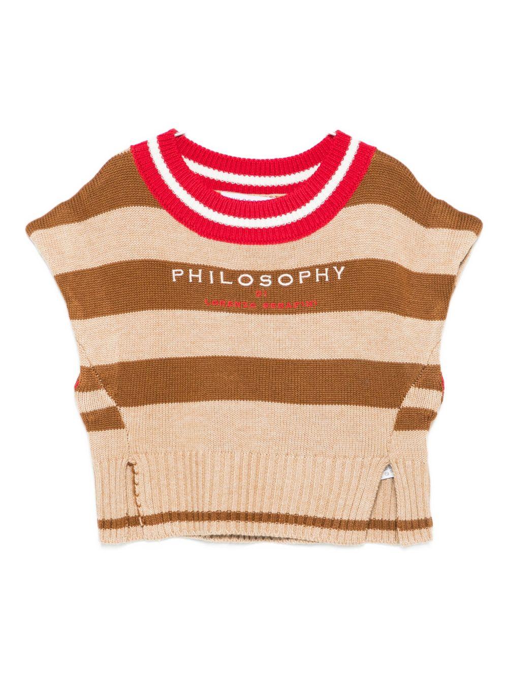Gilet per bambina Philosophy Di Lorenzo Serafini Kids multicolore a strisce orizzontali - Rubino Kids