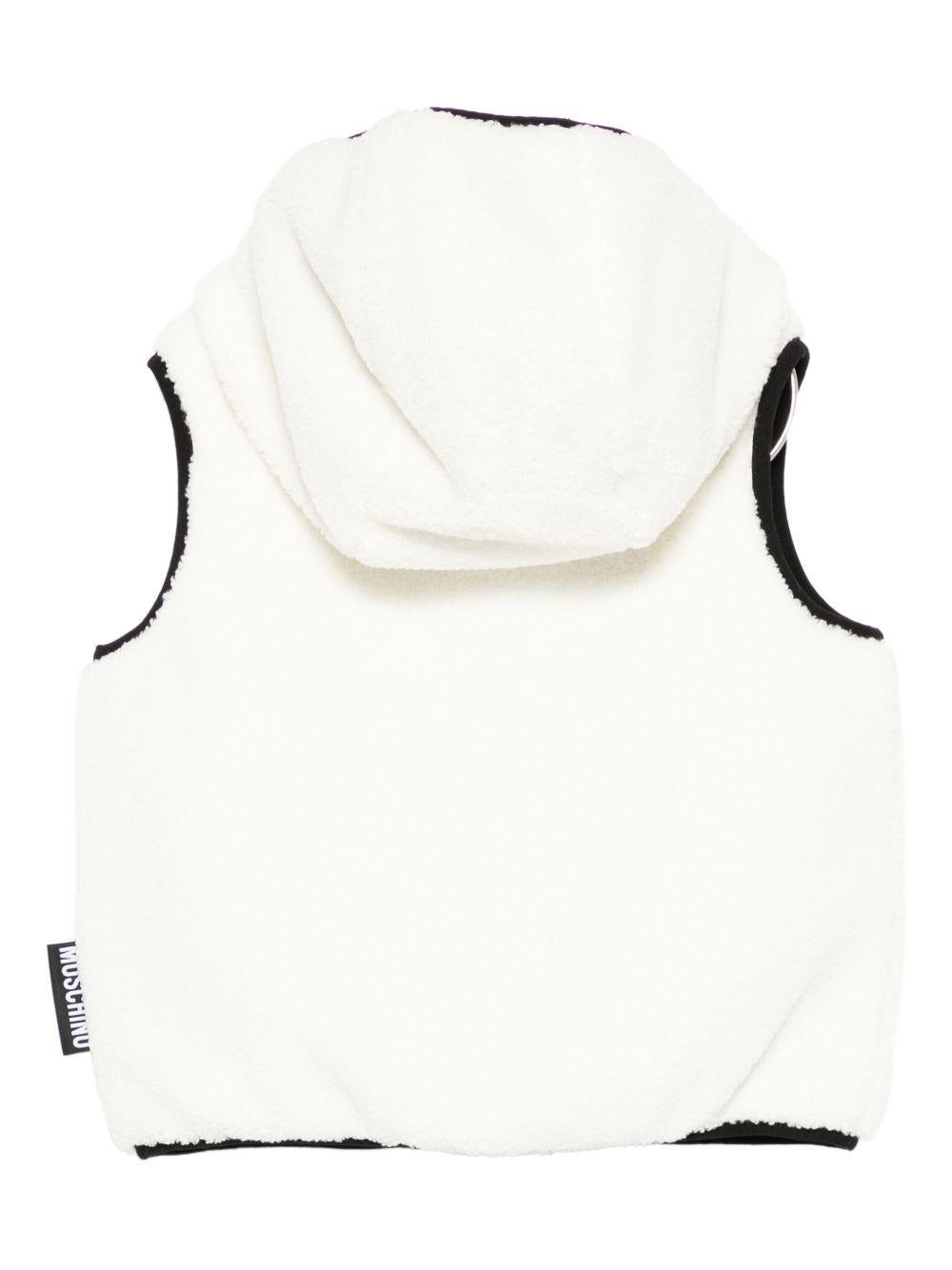 Gilet per bambini Moschino Kids bianco con applicazione Teddy - Rubino Kids