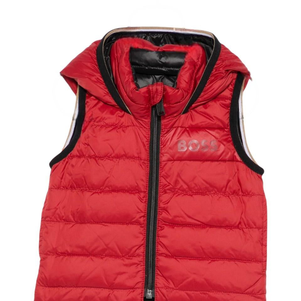 Gilet per bambino Boss Kids rosso con design trapuntato - Rubino Kids