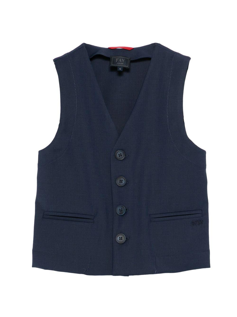 Gilet per bambino Fay Kids blu con scollo a V - Rubino Kids