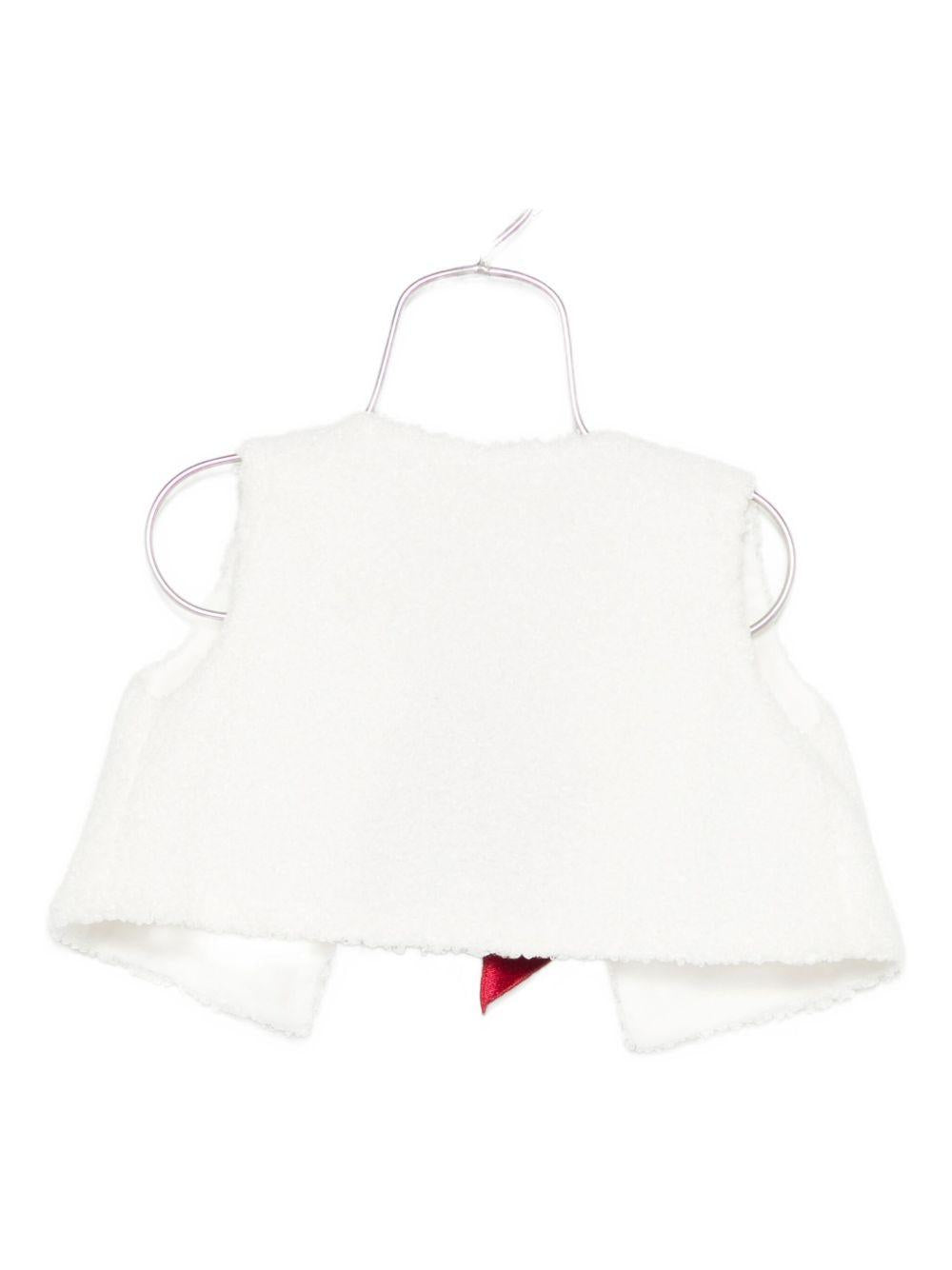 Gilet per neonata La Stupenderia bianco con dettaglio fiocco rosso - Rubino Kids