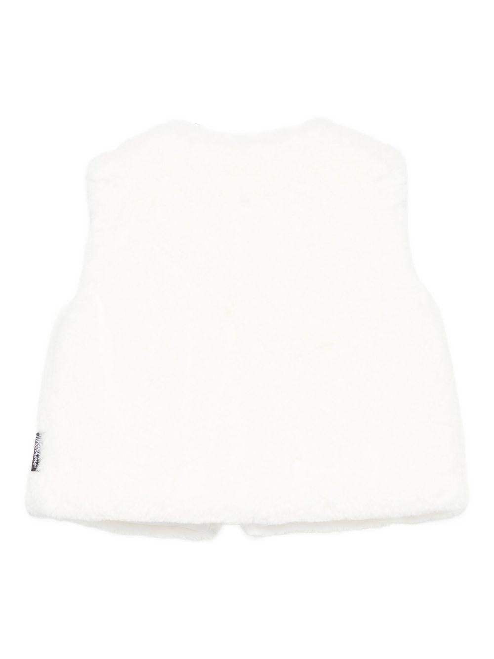 Gilet per neonata Moschino Kids bianco con applicazione Teddy Bear - Rubino Kids