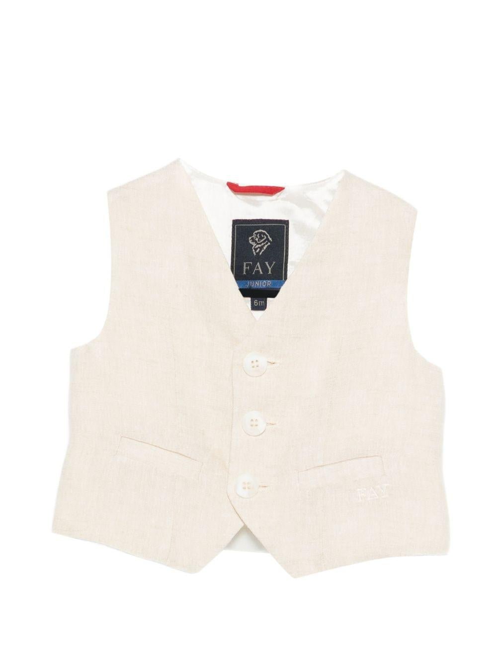 Gilet per neonato Fay Kids beige con logo ricamato tono su tono - Rubino Kids