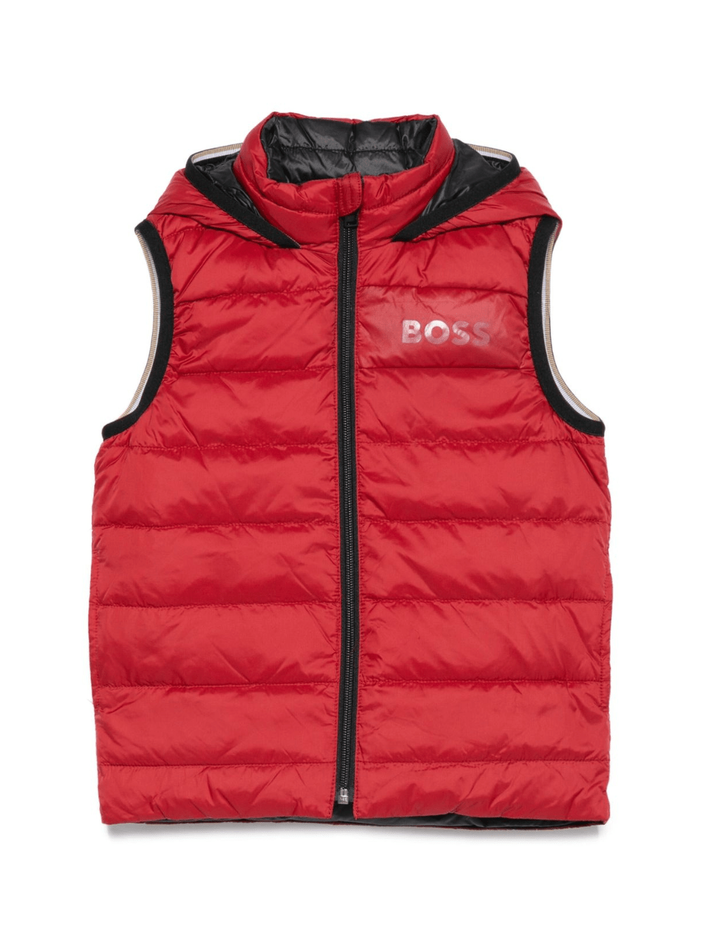 Gilet trapuntato per bambino Boss Kids rosso con cappuccio - Rubino Kids