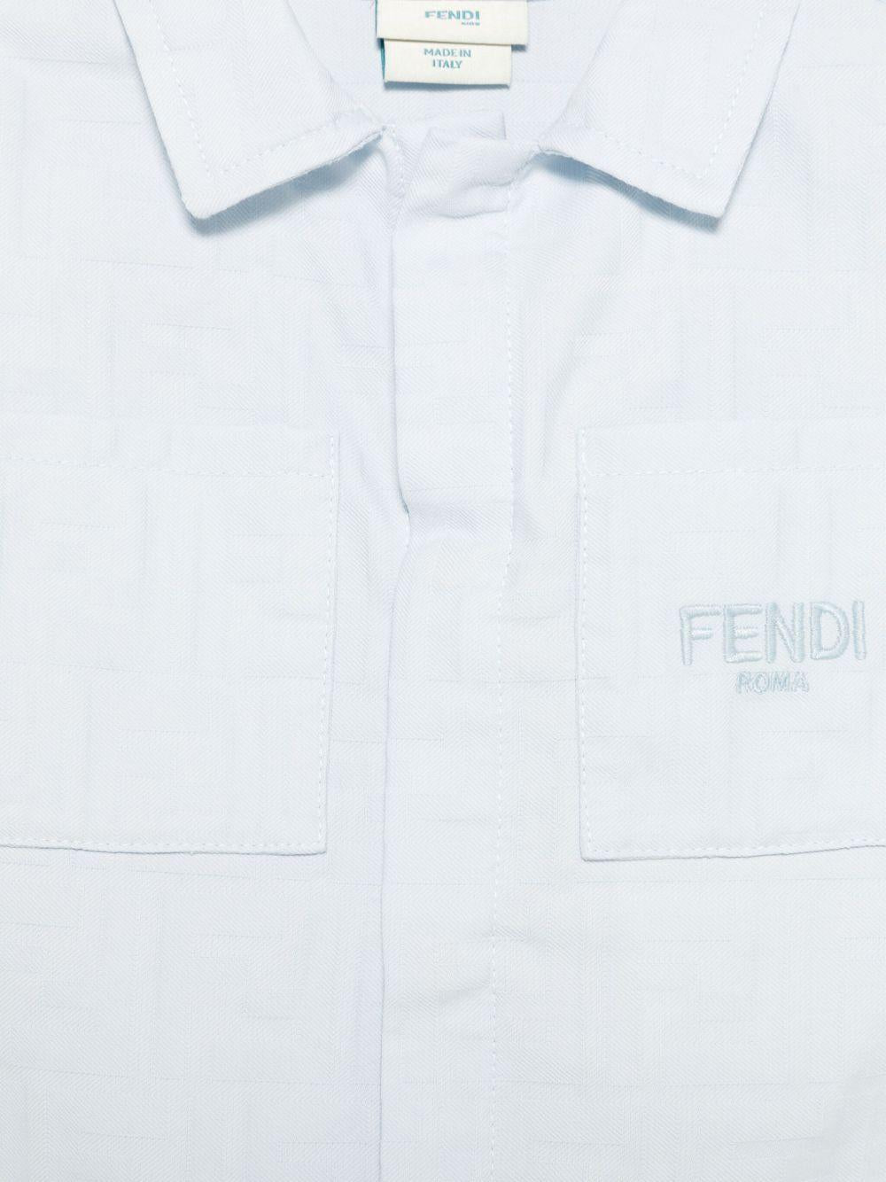 Giubbino baby in popeline per neonato Fendi Kids azzurro con logo FF all - over - Rubino Kids