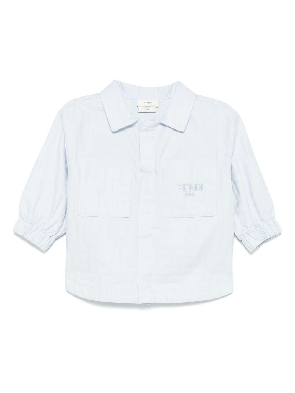 Giubbino baby in popeline per neonato Fendi Kids azzurro con logo FF all - over - Rubino Kids