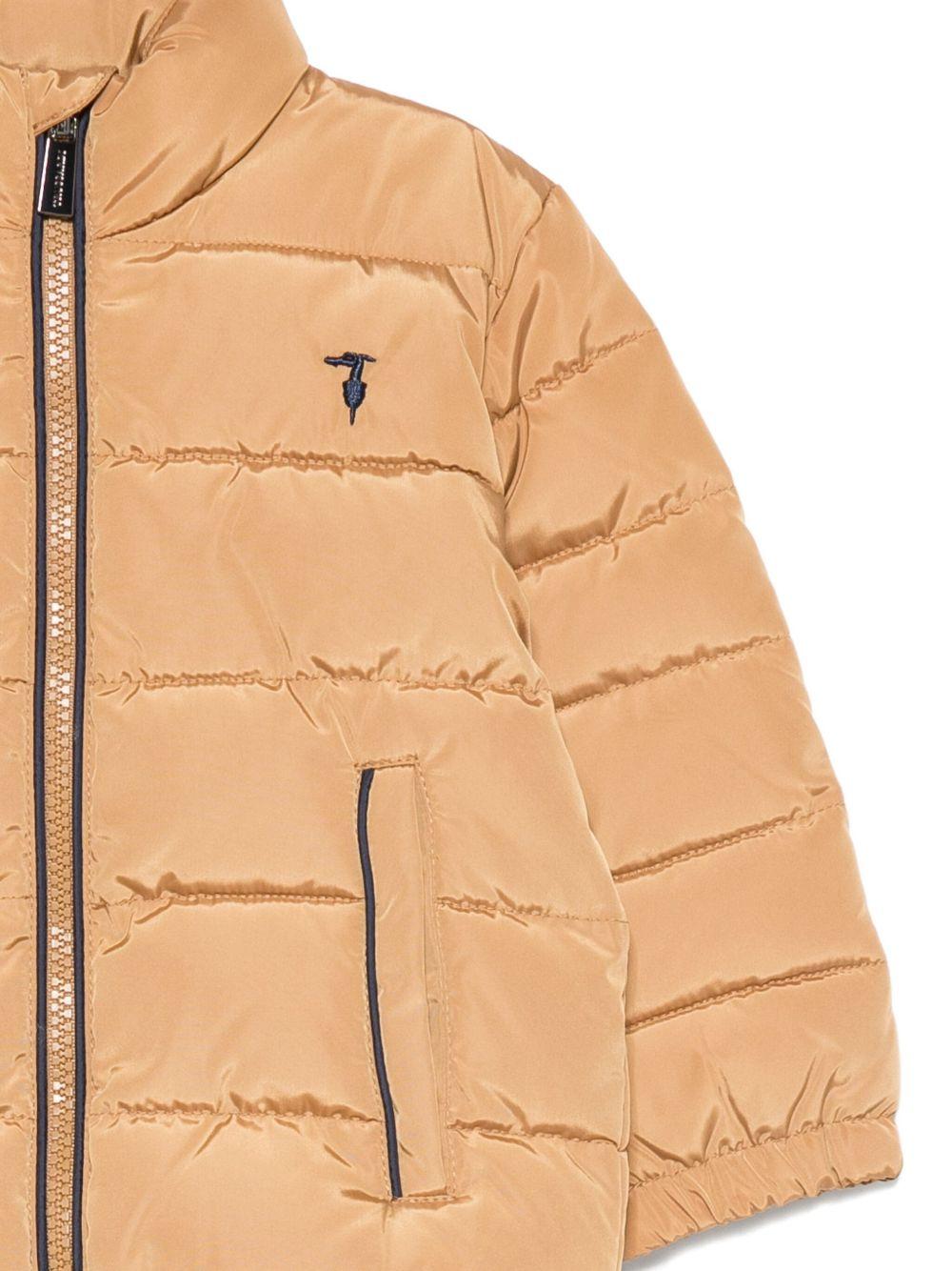 Giubbino imbottito per neonato Trussardi Junior marrone trapuntato con tasche a filetto - Rubino Kids