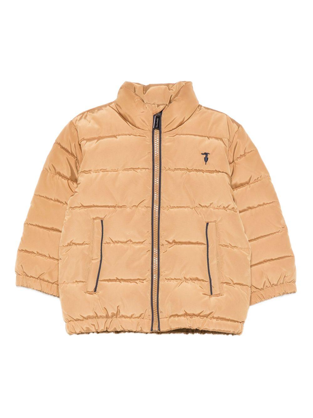 Giubbino imbottito per neonato Trussardi Junior marrone trapuntato con tasche a filetto - Rubino Kids