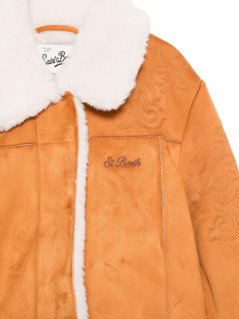 Giubbino per bambina MC2 Saint Barth Kids marrone con colletto in pelliccia sintetica - Rubino Kids