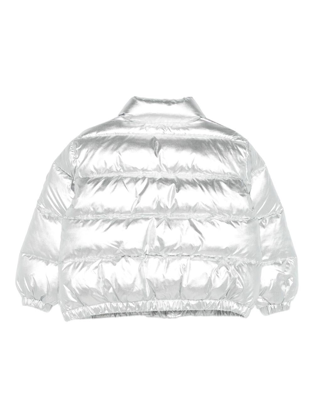 Giubbino per bambina Save The Duck Kids argento con patch con logo - Rubino Kids