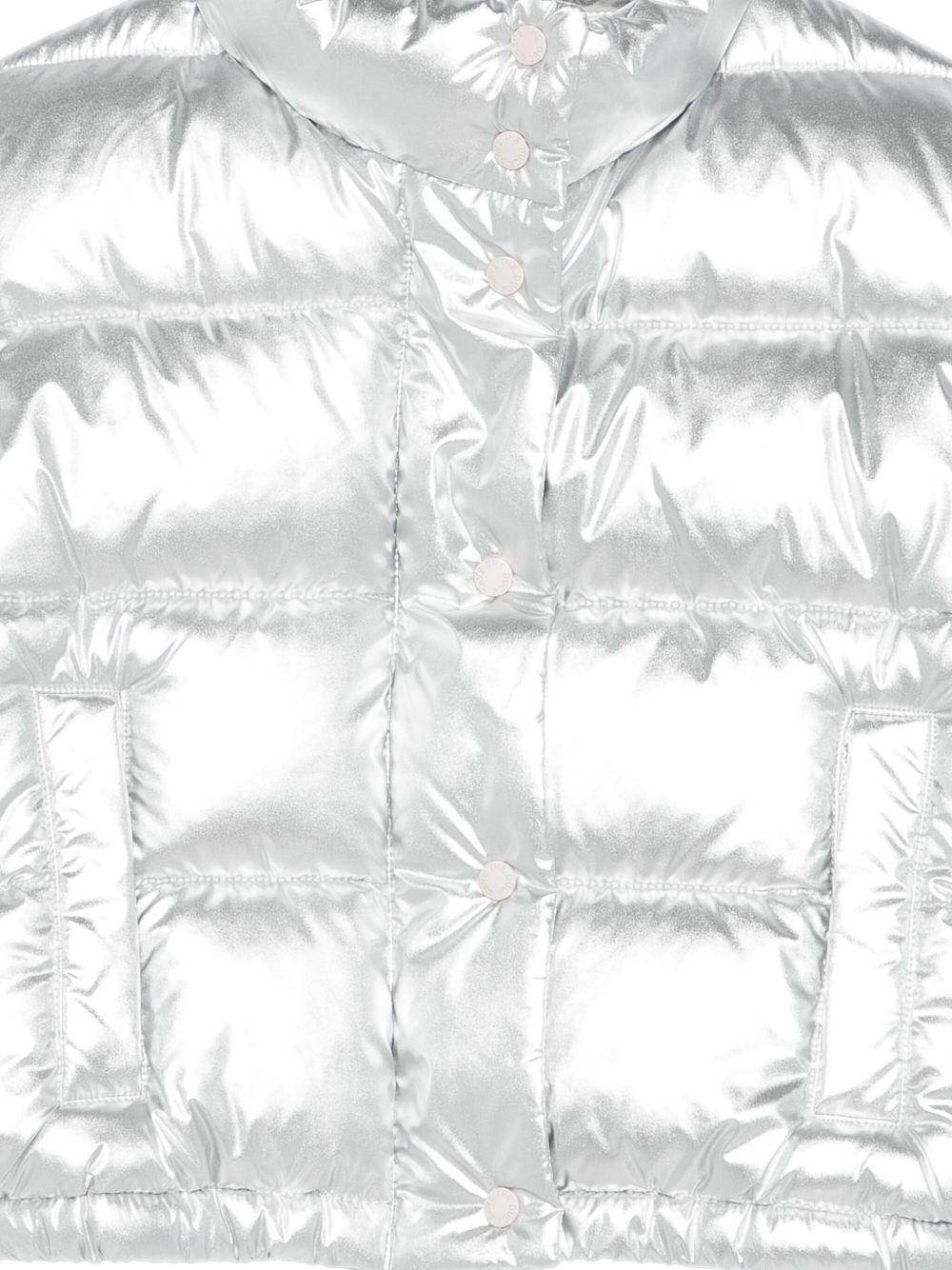 Giubbino per bambina Save The Duck Kids argento con patch con logo - Rubino Kids